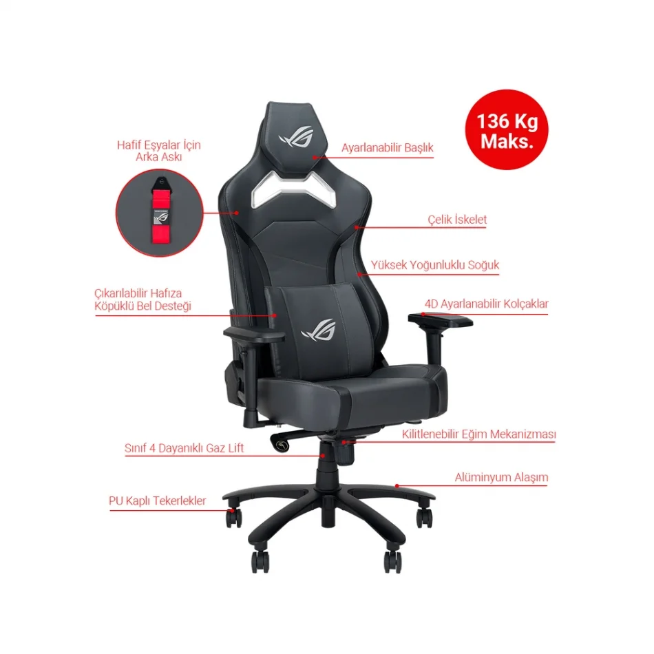 ASUS ROG Chariot X Core SL301CW Gri Oyuncu Koltuğu