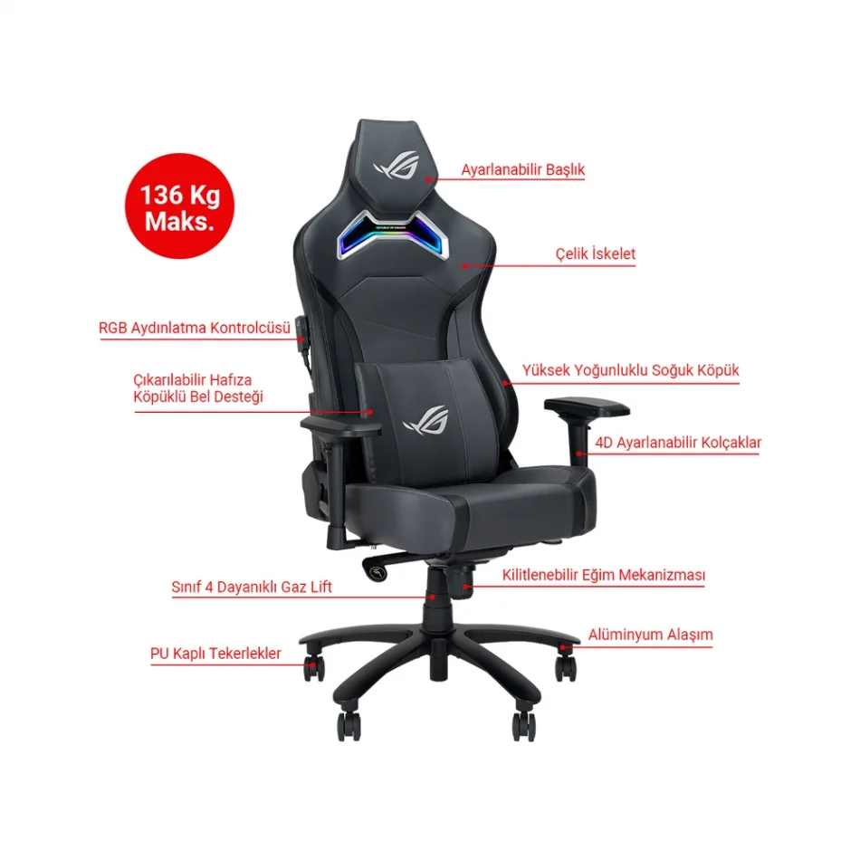 ASUS ROG Chariot X SL301W Gri Oyuncu Koltuğu