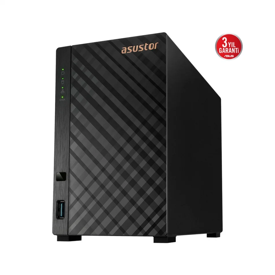 ASUSTOR DRIVESTOR 2 Gen2 AS1202T Realtek RTD1619B CPU 1 GB DDR4 RAM 2 Sürücü Yuvalı NAS Depolama Ünitesi