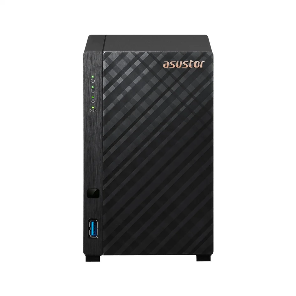 ASUSTOR DRIVESTOR 2 Gen2 AS1202T Realtek RTD1619B CPU 1 GB DDR4 RAM 2 Sürücü Yuvalı NAS Depolama Ünitesi