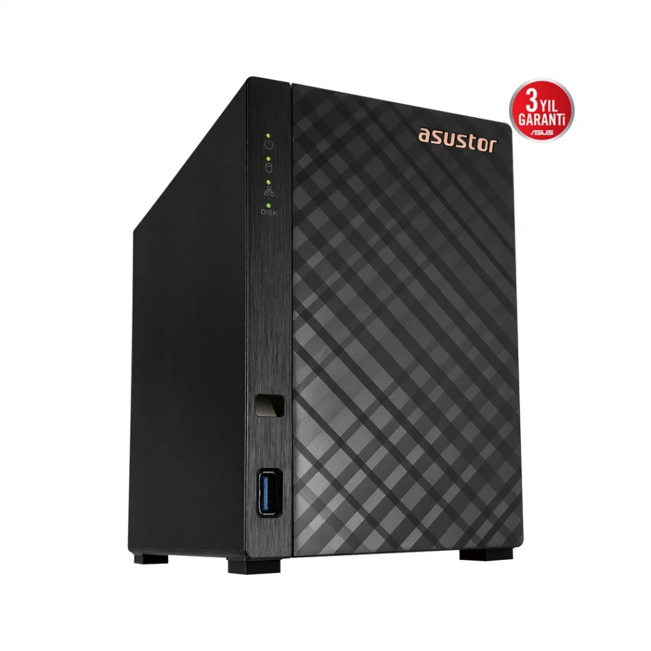 ASUSTOR DRIVESTOR 2 Gen2 AS1202T Realtek RTD1619B CPU 1 GB DDR4 RAM 2 Sürücü Yuvalı NAS Depolama Ünitesi