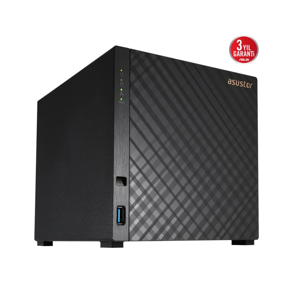 ASUSTOR DRIVESTOR 4 Gen2 AS1204T Realtek RTD1619B CPU 1 GB DDR4 RAM 4 Sürücü Yuvalı NAS Depolama Ünitesi