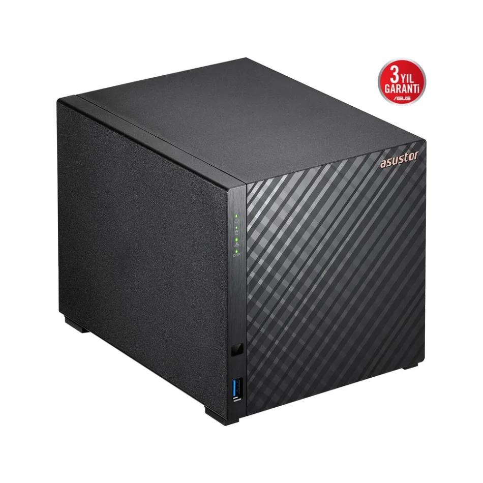 ASUSTOR DRIVESTOR 4 Gen2 AS1204T Realtek RTD1619B CPU 1 GB DDR4 RAM 4 Sürücü Yuvalı NAS Depolama Ünitesi
