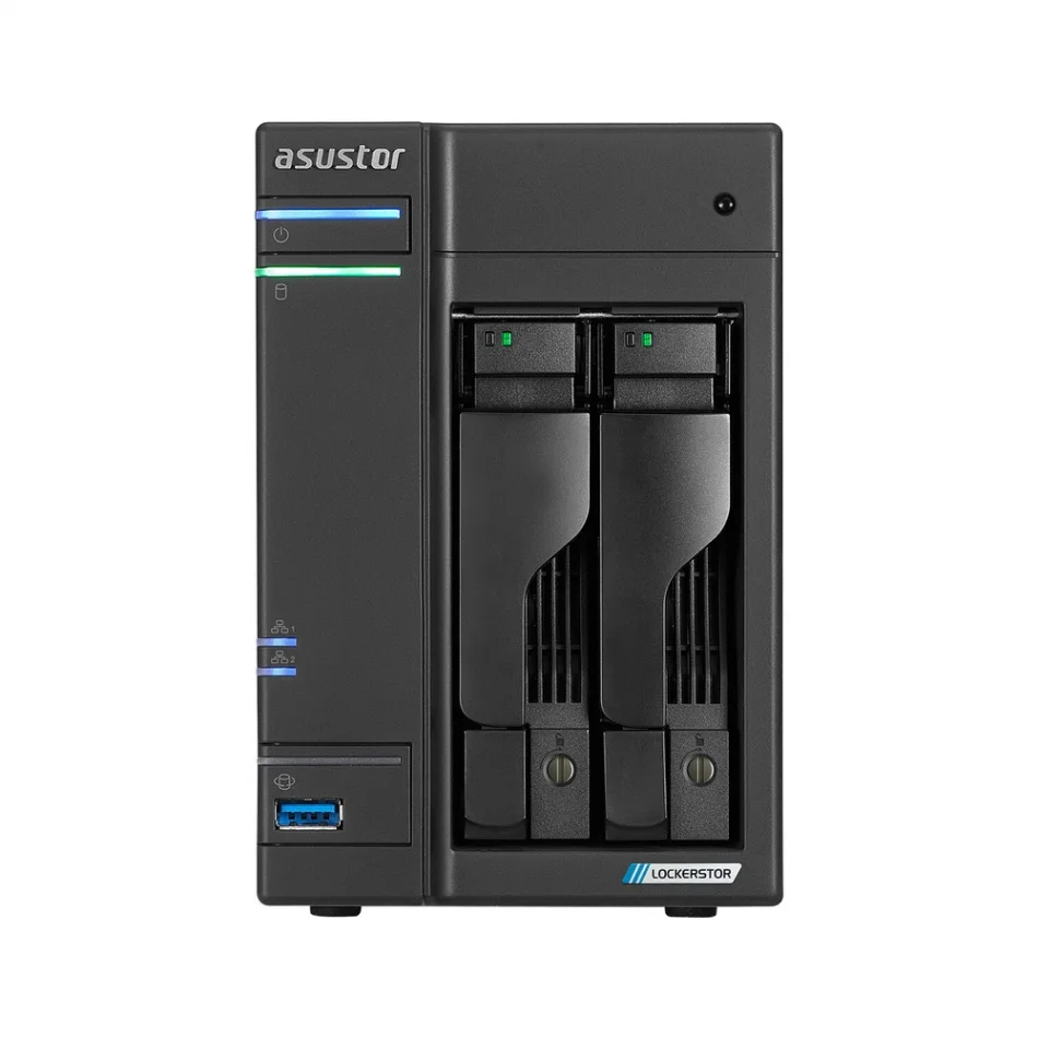 ASUSTOR Lockerstor 2 Gen2+ AS6702T-V2 Intel Celeron N5105 CPU 4 GB DDR4 RAM 2 Sürücü Yuvalı NAS Depolama Ünitesi