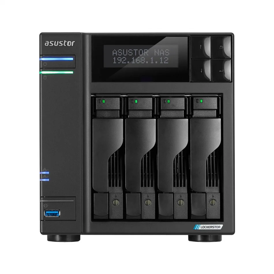 ASUSTOR Lockerstor 4 Gen2+ AS6704T-V2 Intel Celeron N5105 CPU 4 GB DDR4 RAM 4 Sürücü Yuvalı NAS Depolama Ünitesi