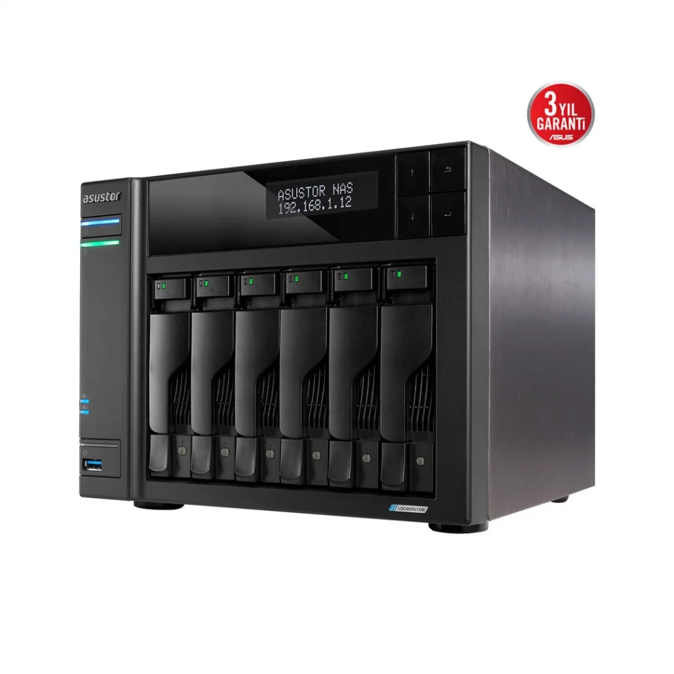 ASUSTOR Lockerstor 6 Gen2+ AS6706T-V2 Intel Celeron N5105 CPU 8 GB DDR4 RAM 6 Sürücü Yuvalı NAS Depolama Ünitesi