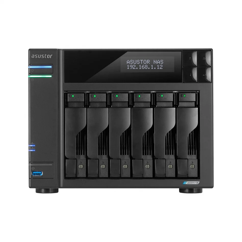 ASUSTOR Lockerstor 6 Gen2+ AS6706T-V2 Intel Celeron N5105 CPU 8 GB DDR4 RAM 6 Sürücü Yuvalı NAS Depolama Ünitesi