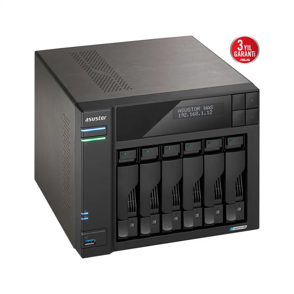 ASUSTOR Lockerstor 6 Gen2+ AS6706T-V2 Intel Celeron N5105 CPU 8 GB DDR4 RAM 6 Sürücü Yuvalı NAS Depolama Ünitesi