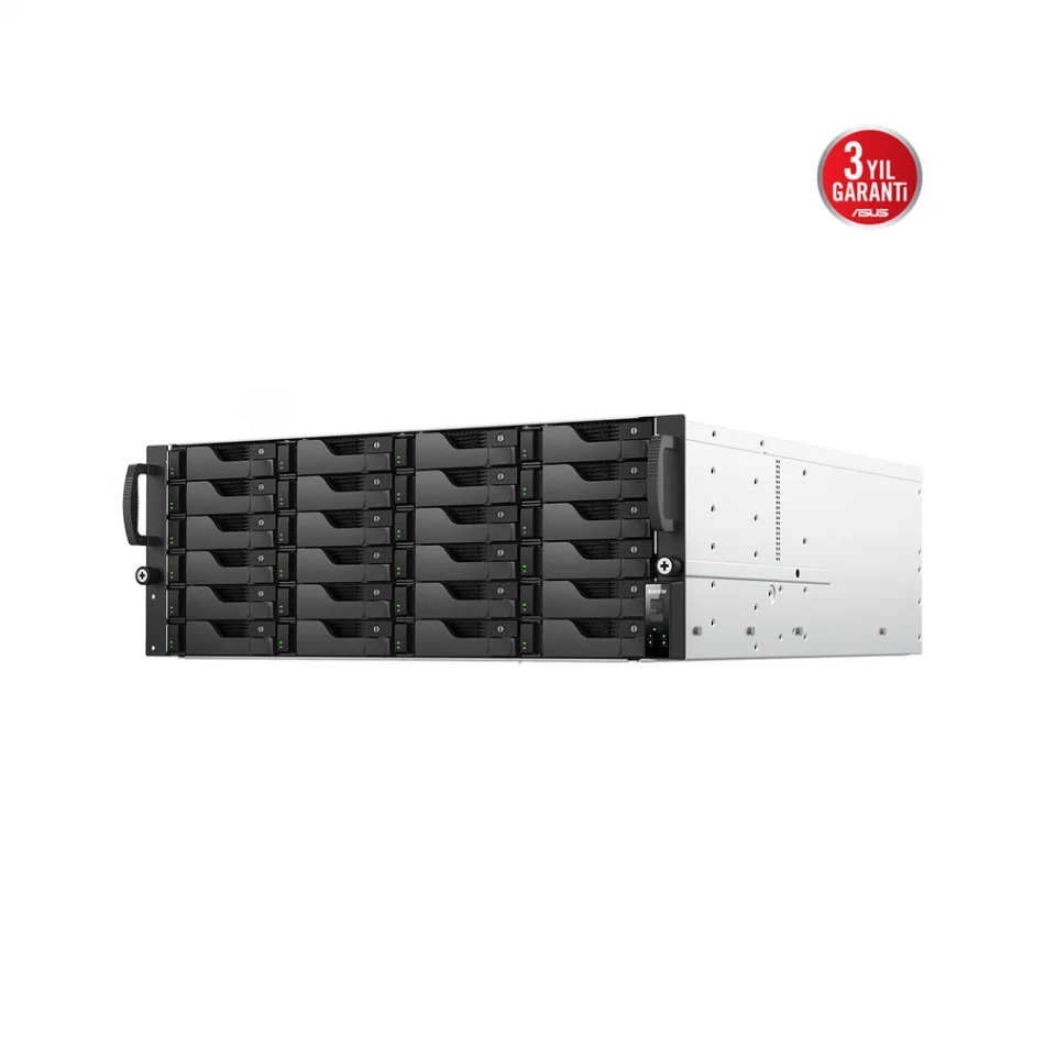 ASUSTOR Lockerstor 24R Pro Gen2 AS7224RDX AMD Ryzen 7 Pro 7745 CPU 16 GB ECC DDR5 RAM 24 Sürücü Yuvalı PCIe 5.0 x8 Genişletme Yuvalı NAS Depolama Ünitesi