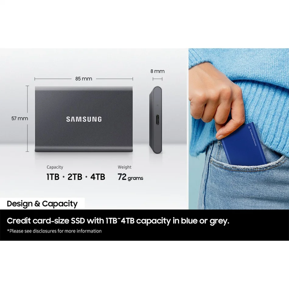 Samsung T7 2TB Titan Gray Taşınabilir SSD - MU-PC2T0T/WW