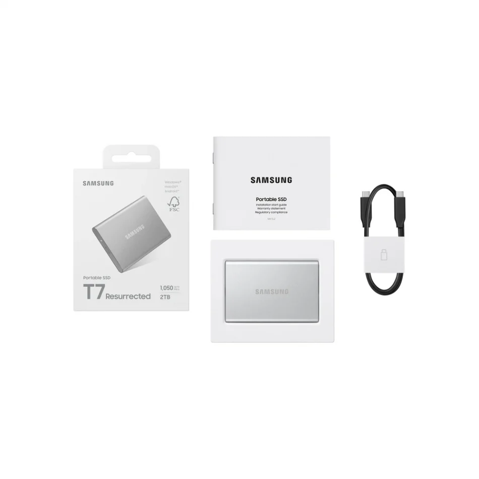 Samsung T7 Resurrected Silver 2 TB Taşınabilir SSD - MU-PD2T0G/WW