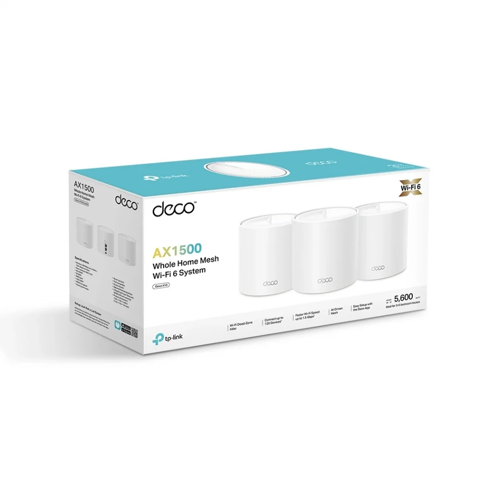 TP-Link Deco X10 AX1500 Tüm Ev Mesh Wi-Fi 6 Sistemi - 3lü Paket