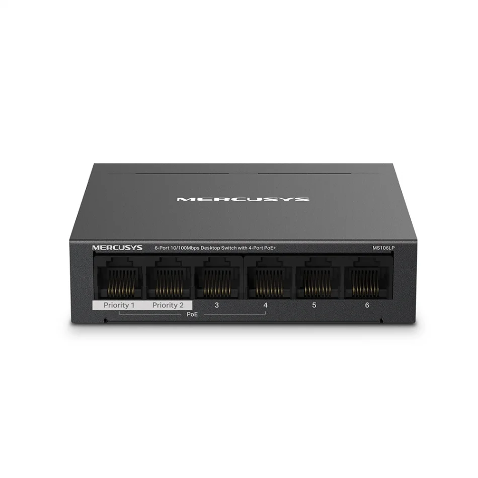 TP-Link Mercusys MS106LP 4-Port PoE+ 6-Port 10/100Mbps Masaüstü Switch