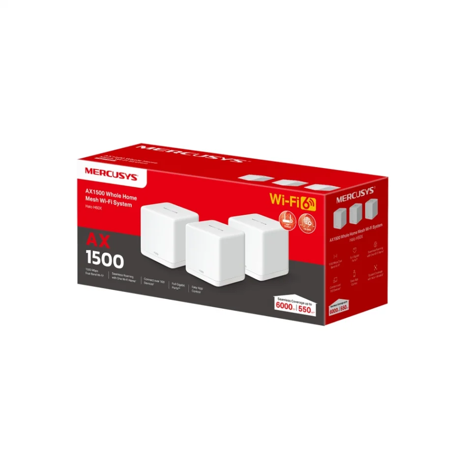 TP-Link Mercusys Halo H60X AX1500 Tüm Ev Mesh Wi-Fi 6 Sistemi