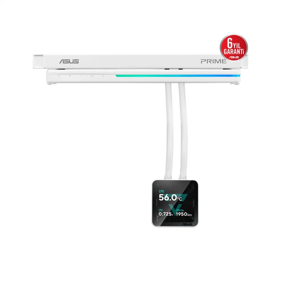 ASUS Prime SLC II 360 ARGB LCD White Intel 1851-1700 ve AMD AM5-AM4 Destekli 360mm Beyaz İşlemci Sıvı Soğutma Sistemi