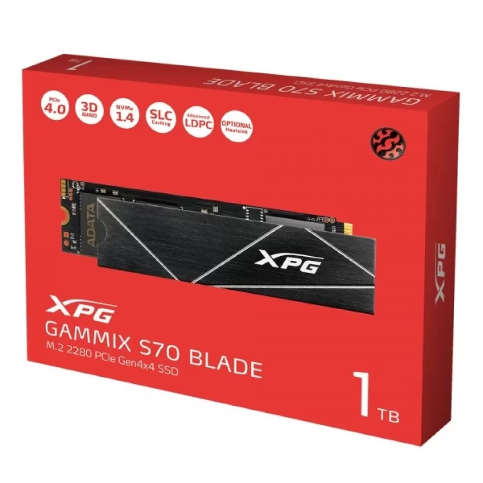 AData Disk Pcı-E 1tb Nvme Gen4 Xpg Gammix S70 Blade 7400/5500MB/S AGAMMIXS70B-1T-CS