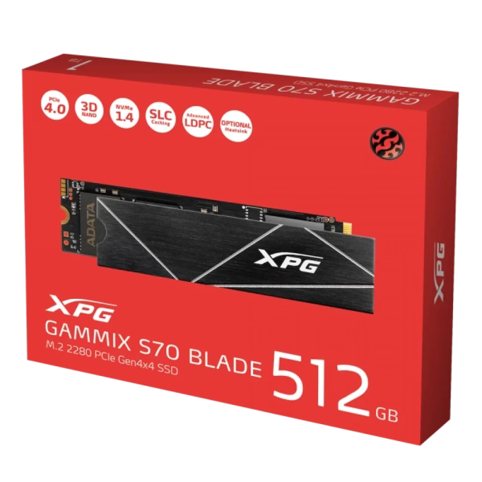 ADATA DISK PCI-E 512GB NVME XPG GAMMIX S70 BLADE AGAMMIXS70B-512G-CS 7400-6800MBPS