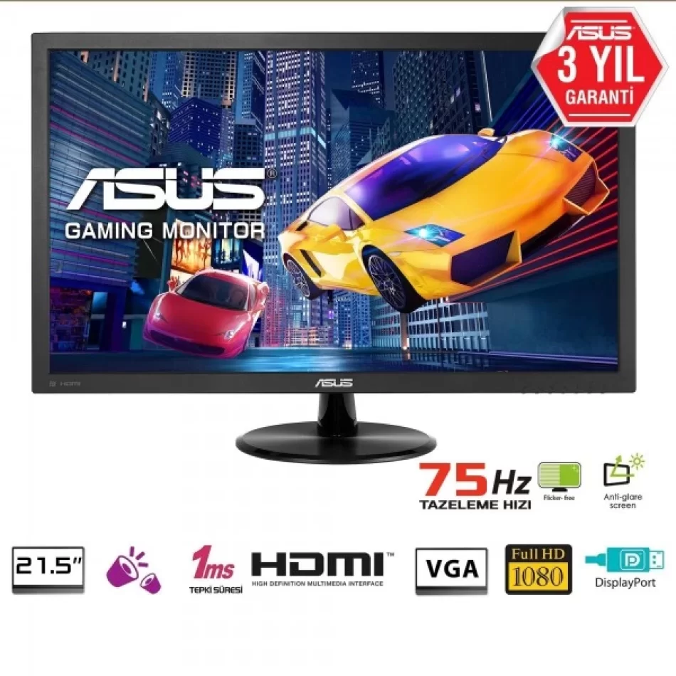 ASUS 21.5 VP228QG 75Hz 1ms VGA HDMI FHD FreeSync 1080p TN LED Gaming Monitör