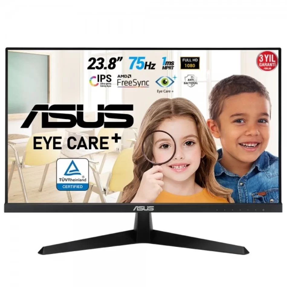 ASUS 23.8 VY249HE 1ms 75Hz (HDMI+Display) Full HD Freesync IPS LED Monitör TEŞHİR ÜRÜN Outlet Pikselli Ürün 2 Yıl Garanti