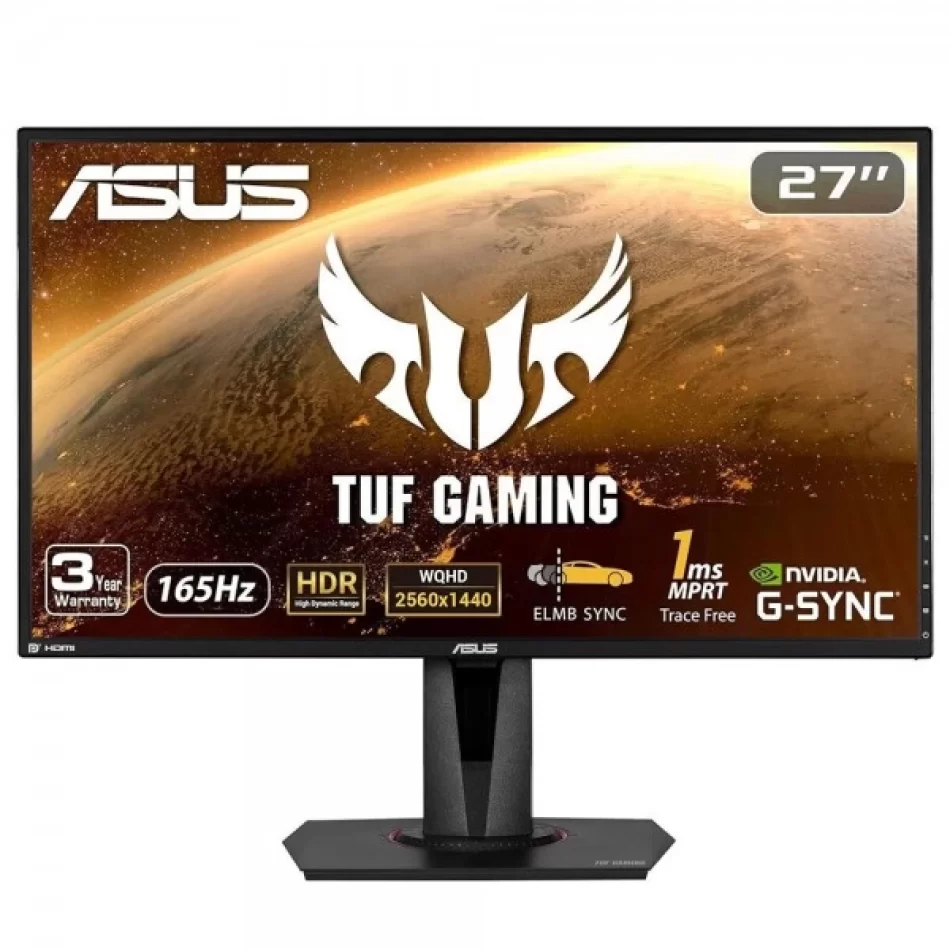 ASUS 27 TUF Gaming VG27AQ 2K 165Hz 1ms G-Sync Uyumlu HDR 1440p WQHD IPS LED Oyuncu Monitörü