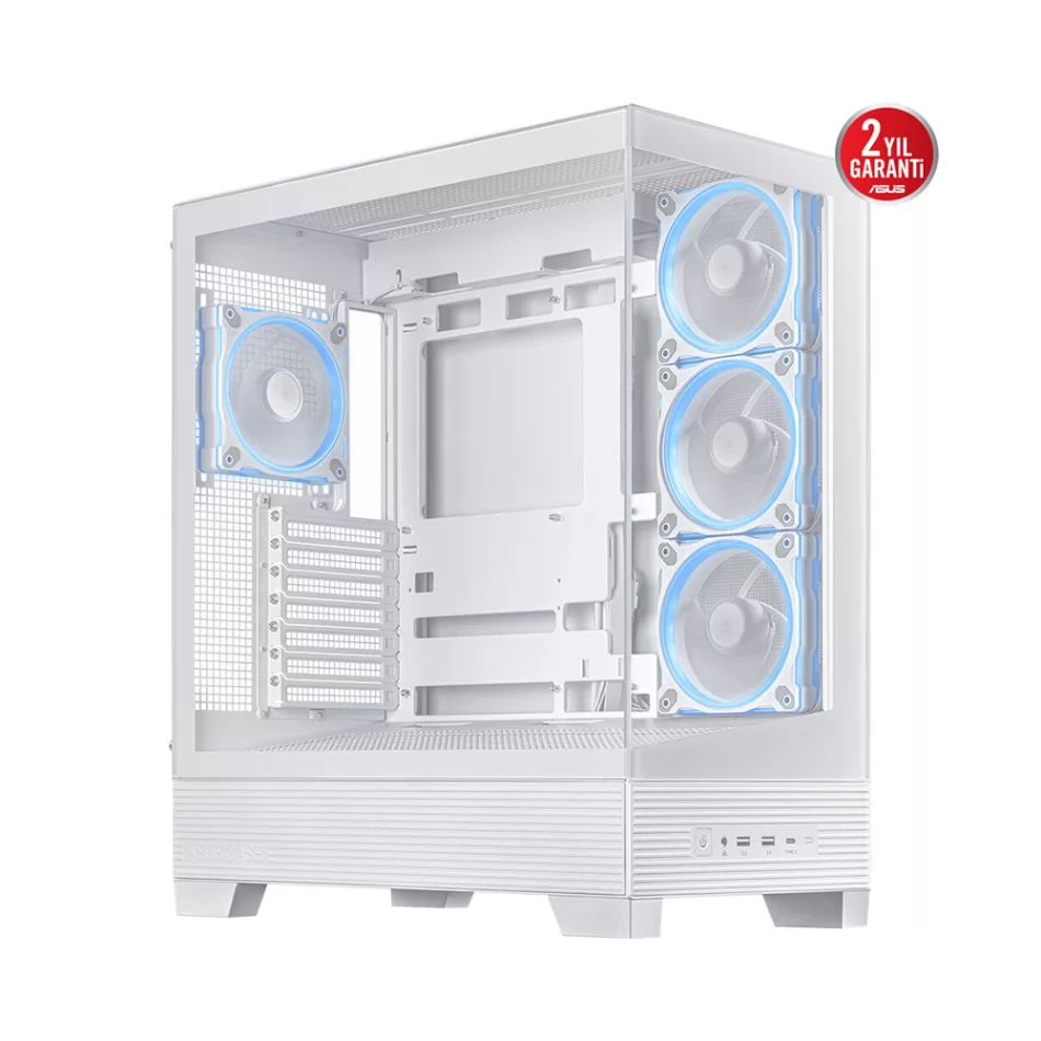 ASUS A31 PLUS ARGB Temperli Cam 4x ARGB Fanlı Mid Tower Beyaz ATX Gaming Kasa
