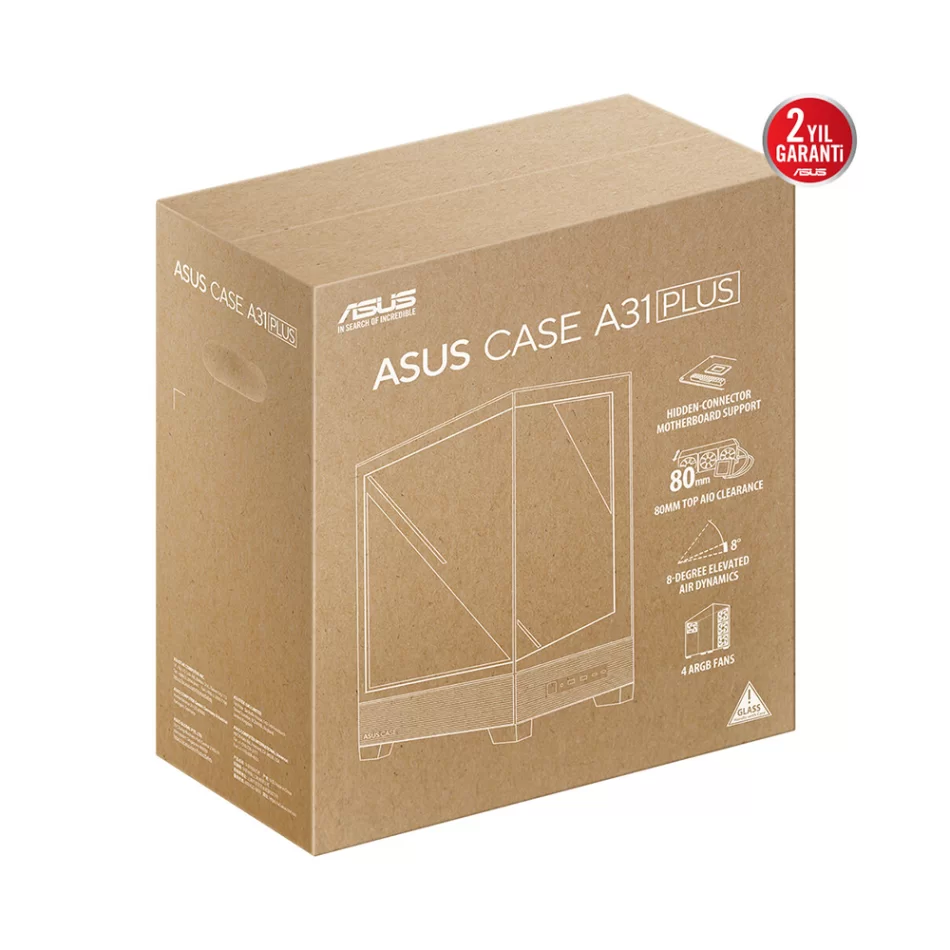 ASUS A31 PLUS ARGB Temperli Cam 4x ARGB Fanlı Mid Tower Siyah ATX Gaming Kasa