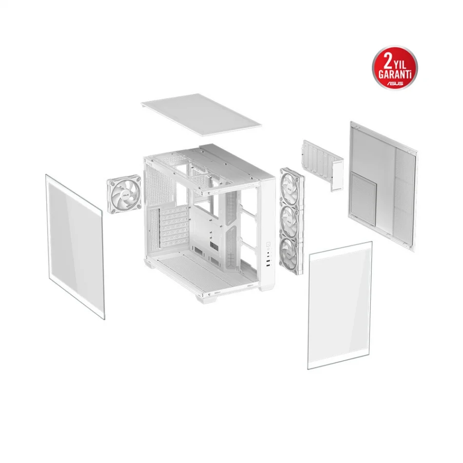 ASUS A32 PLUS ARGB White Edition Temperli Cam 4x ARGB Fanlı Mid Tower ATX Beyaz Gaming Kasa