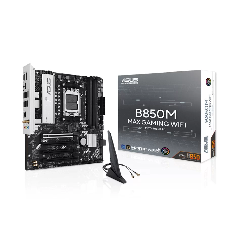 ASUS B850M MAX GAMING WIFI 8000MHz(OC) DDR5 AMD Soket AM5 ATX Anakart
