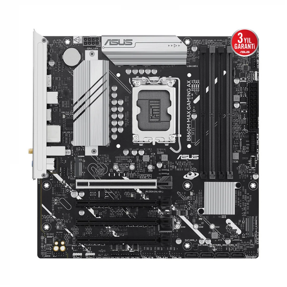 ASUS B860M MAX Gaming AX 8666MHz(OC) DDR5 Intel Soket 1851 mATX Anakart