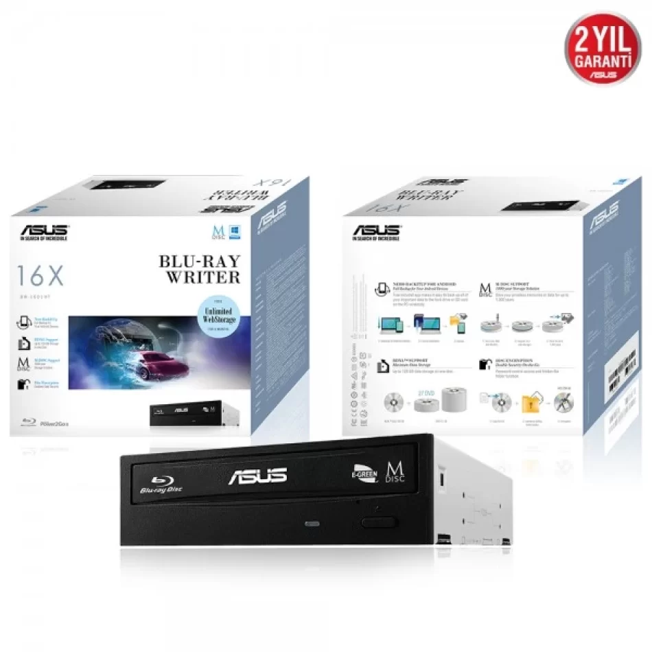 ASUS BW-16D1HT Dahili M-DISC Destekli 16X Blu-ray Yazıcı