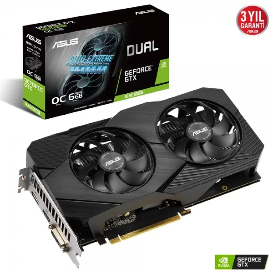 ASUS Dual EVO GeForce GTX 1660 Super 6 GB GDDR6 192Bit DX12 NVIDIA Ekran Kartı