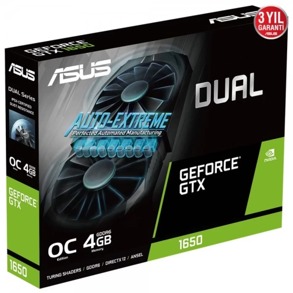 ASUS Dual GeForce GTX 1650 OC V2 4GB GDDR6 128Bit DX12 NVIDIA Ekran Kartı