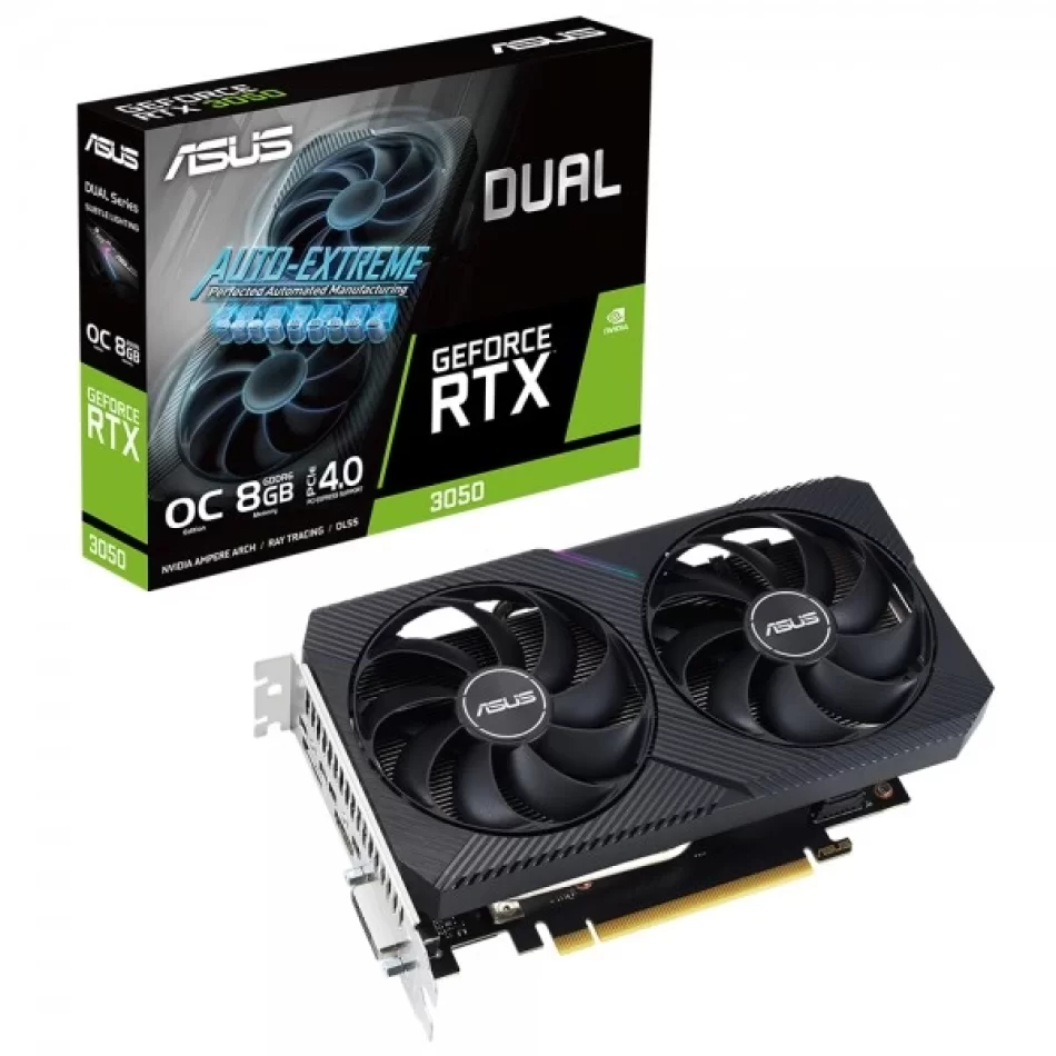 ASUS Dual GeForce RTX 3050 V2 OC 8 GB GDDR6 128Bit DX12 NVIDIA DLSS Ekran Kartı