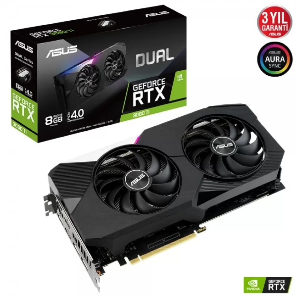 ASUS Dual GeForce RTX 3060 Ti 8 GB GDDR6 256Bit DX12 NVIDIA DLSS Ekran Kartı