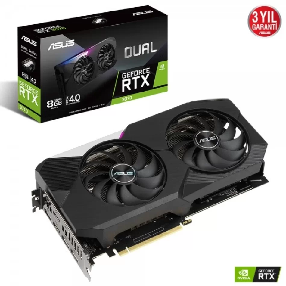 ASUS Dual GeForce RTX 3070 8 GB GDDR6 256Bit DX12 NVIDIA DLSS Ekran Kartı