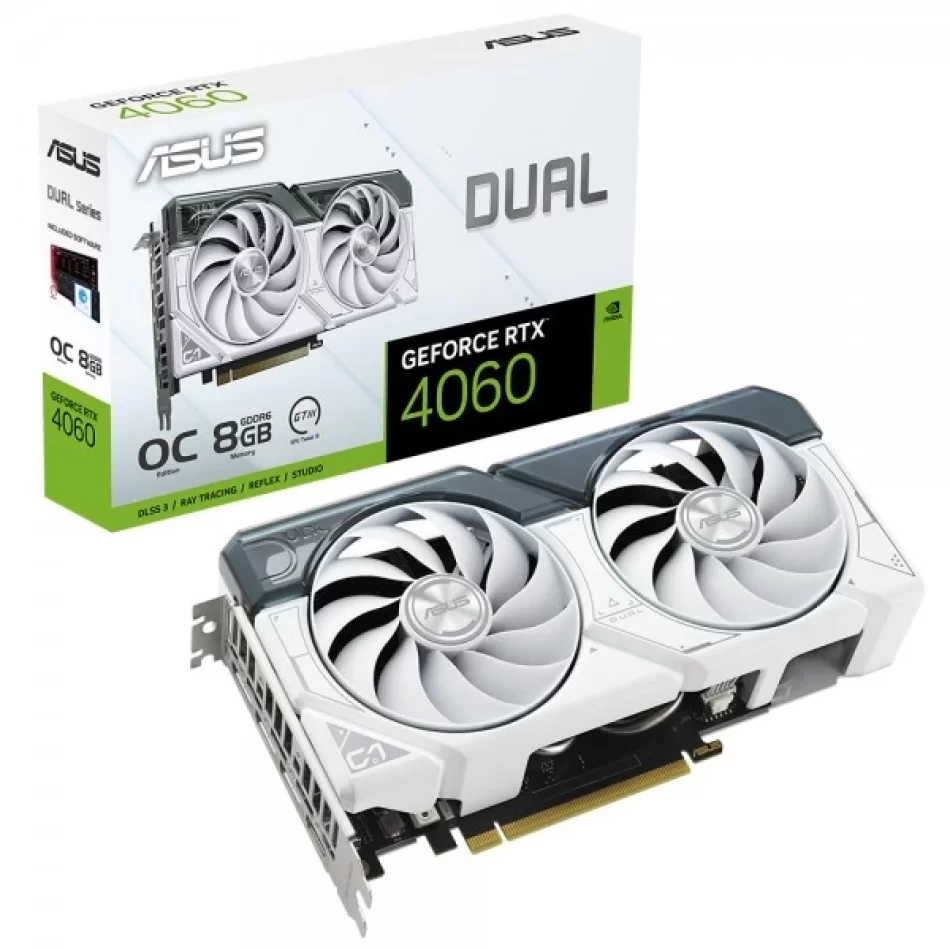 ASUS Dual GeForce RTX 4060 OC 8 GB GDDR6 128Bit DX12 NVIDIA DLSS 3 Beyaz Ekran Kartı