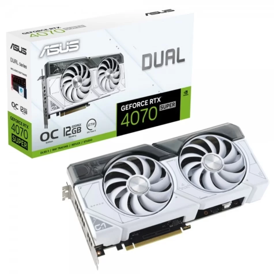 ASUS Dual GeForce RTX 4070 Super OC 12 GB GDDR6X 192Bit DX12 NVIDIA DLSS 3 Beyaz Ekran Kartı