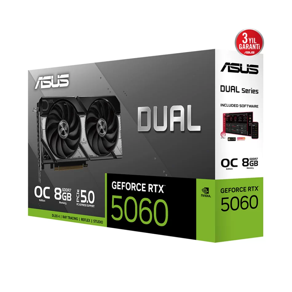 ASUS Dual GeForce RTX 5060 OC Edition 8GB GDDR7 128 Bit NVIDIA DLSS 4 Ekran Kartı