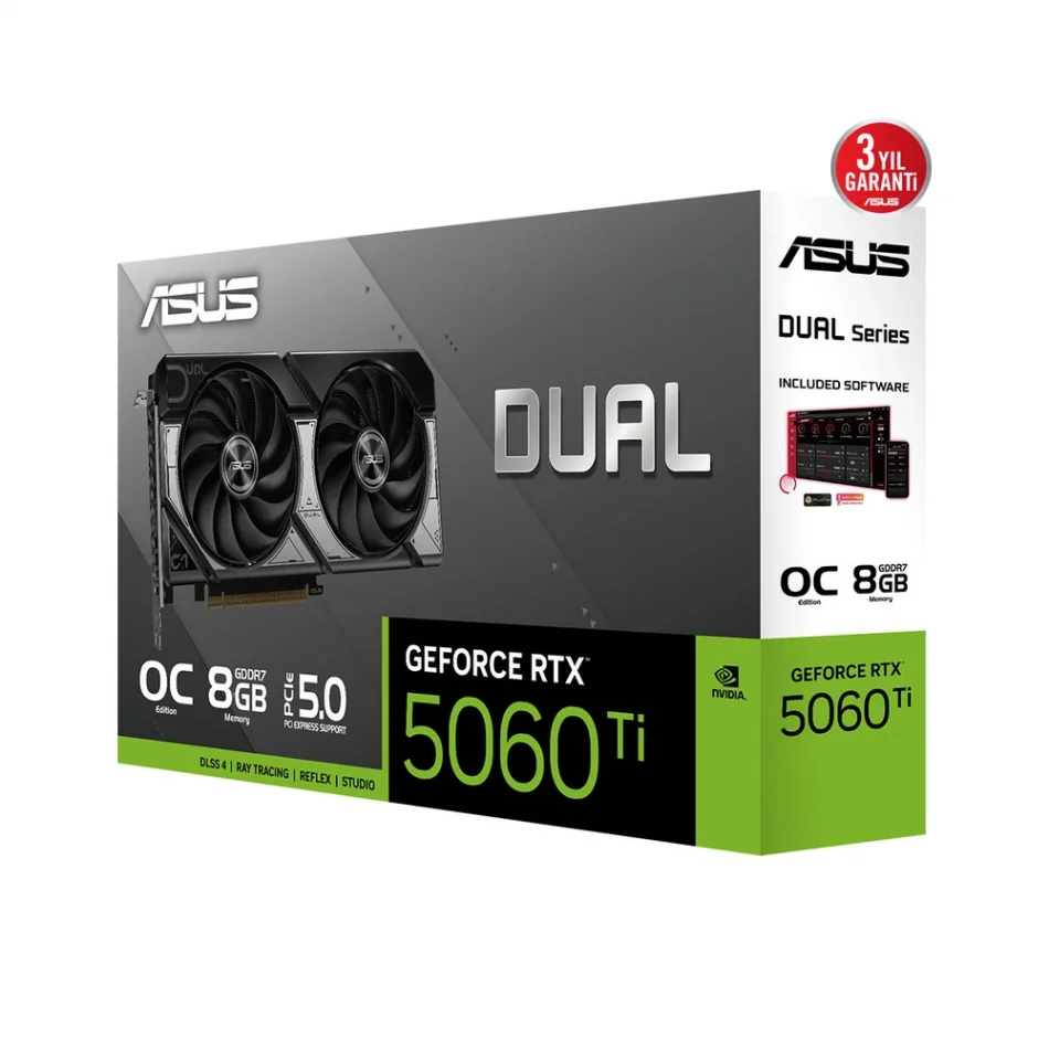 ASUS Dual GeForce RTX 5060 Ti OC Edition 8GB GDDR7 128 Bit NVIDIA DLSS 4 Ekran Kartı
