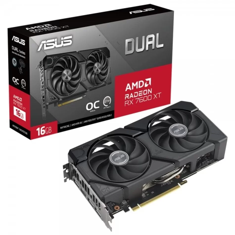 ASUS DUAL Radeon RX 7600 XT OC 16 GB GDDR6 128bit DX12 AMD Ekran Kartı