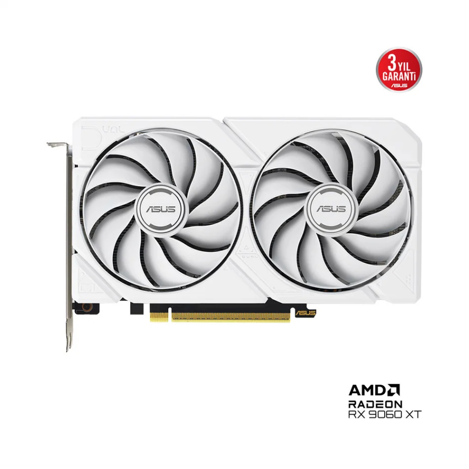 ASUS Dual RX9060 XT White 16GB GDDR6 128 Bit AMD Radeon FSR 4 Beyaz Ekran Kartı