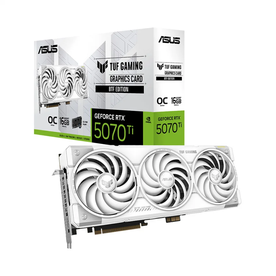 ASUS GeForce RTX 5070 Ti BTF White OC Edition 16GB GDDR7 128 Bit NVIDIA DLSS 4 Beyaz Ekran Kartı