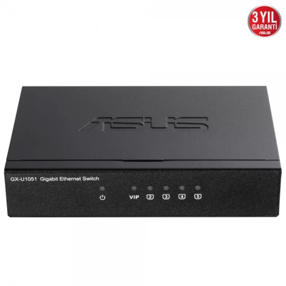 ASUS GX-U1051 10/1000/1000Mbps Gigabit Premium 5Port %80 Enerji Tasarruflu VIP Port Destekli Switch