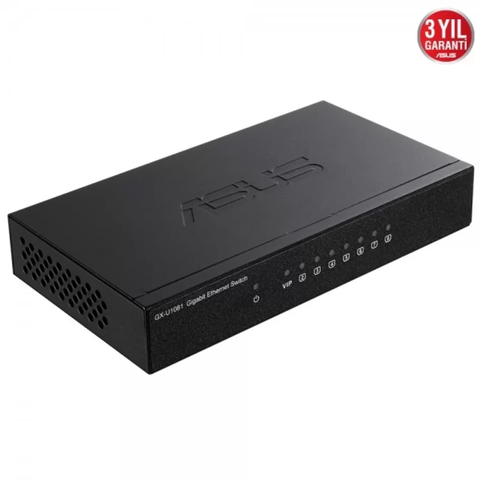 ASUS GX-U1081 10/100/1000 Mbps Gigabit Premium 8Port %80 Enerji Tasarruflu VIP Port Destekli Switch