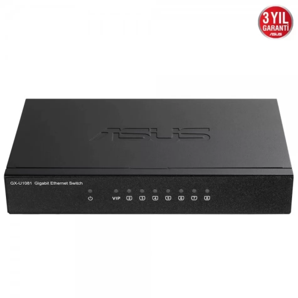 ASUS GX-U1081 10/100/1000 Mbps Gigabit Premium 8Port %80 Enerji Tasarruflu VIP Port Destekli Switch