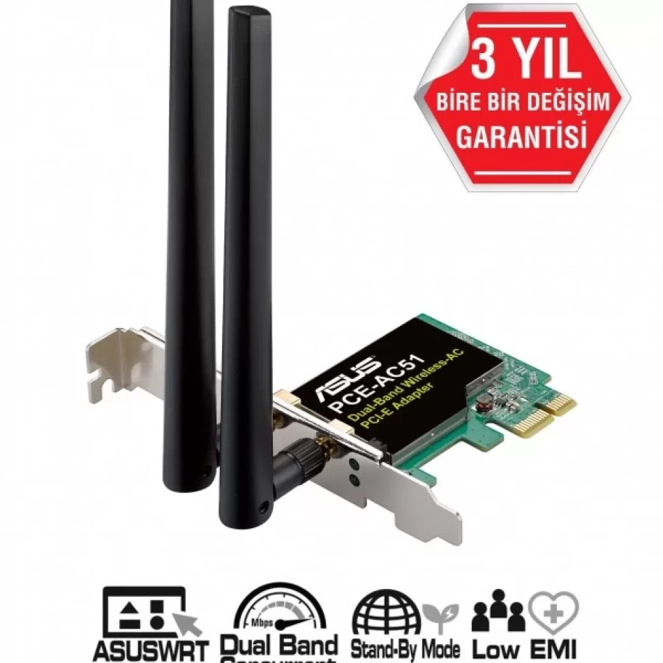 ASUS PCE-AC51 AC750 PCIe WiFi Adaptör