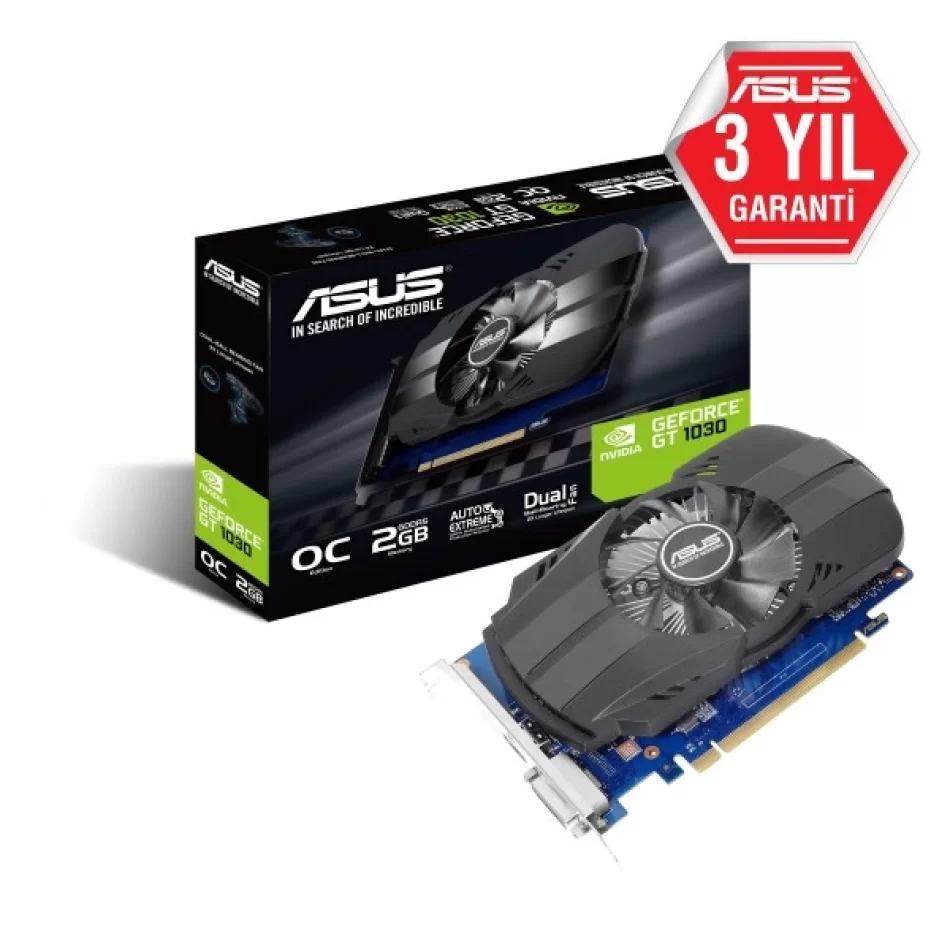 ASUS Phoenix GeForce GT 1030 OC 2 GB GDDR5 64Bit DX12 NVIDIA Ekran Kartı