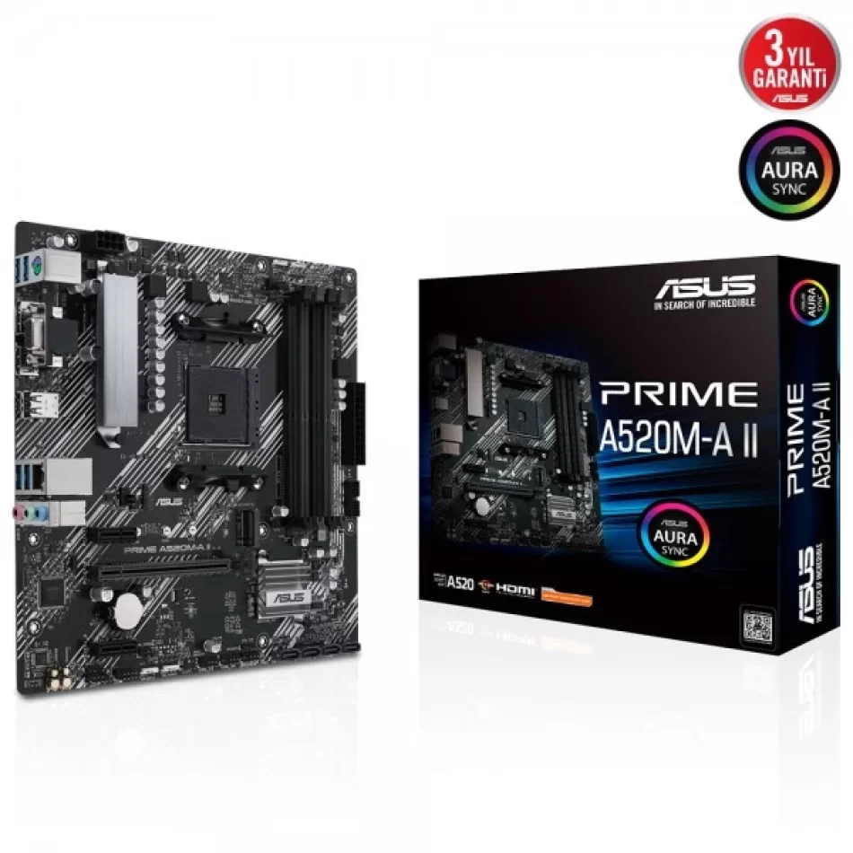 ASUS PRIME A520M-A II 4800MHz(OC) DDR4 AMD Soket AM4 mATX Anakart