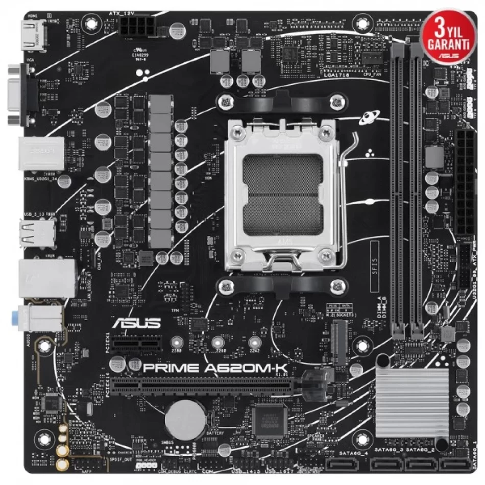 ASUS PRIME A620M-K DDR5 6400MHz AMD Soket AM5 mATX Anakart