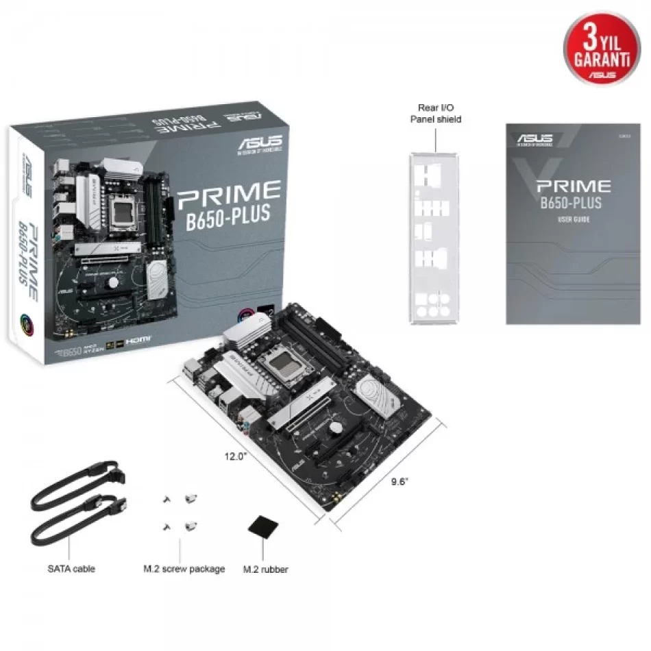 ASUS PRIME B650-PLUS 6400mhz DDR5 AMD Soket AM5 ATX Anakart